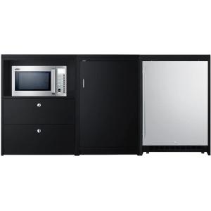 imageSummit Appliance CWSUITE85R 85quot Wide Casework Suite with Refrigerator and Microwave ADA Height Trash Receptacle Included 27 cuft AllRefrigerator Leveling Legs Black