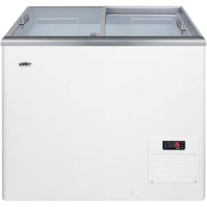 imageSummit Appliance NOVA22 Flat Top Commercial 72 CuFt Chest Freezer with Sliding Glass Lid Digital Thermostat Defrost Drain Removable Lock FanCooled Compressor Novelty Baskets and CastersGray White