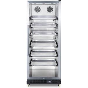 imageSummit Appliance SCR1156RI Commercial Beverage Merchandiser with Stainless Steel Interior SelfClosing Door Sheet Pans and Adjustable Tray Supports Digital Thermostat and Removable Dolly