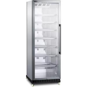 imageSummit Appliance SCR1401LHRICSS FullSize Commercial Beverage Merchandiser with Selfclosing Glass Door Left Hand Door Swing Sheet Pans and Adjustable Tray Supports Stainless Steel CabinetMetallic