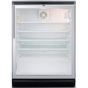 imageSummit Appliance SCR600BGLHV Commercially Listed 55 CuFt Counter Height Beverage Center with Glass Door Auto Defrost Digital Thermostat Professional Thin Handle Lock and Black Cabinet