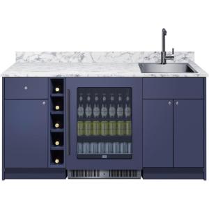 imageSummit Bar Cabinet with Sink Beverage Center and Wine Storage Wet Bar All in One Bar with Refrigerator and Sink Blue OASISMN35Blue