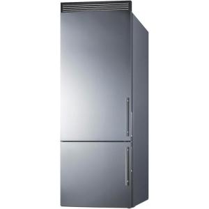 imageSummit FFBF279SSXIMH72 28 Inch Wide Freezer Refrigerator 146 cuft Bottom Freezer Ice Maker ENERGY STAR FrostFree Digital Temperature Adjustable Glass LED Lighting Door Racks RHDLHD