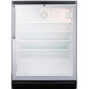 imageSummit SCR600BGLBITB 24quotquot Beverage Center with 55 cu ft Capacity Double Pane Tempered Glass Door Automatic Defrost and Adjustable Glass Shelves in Stainless SteelBlack