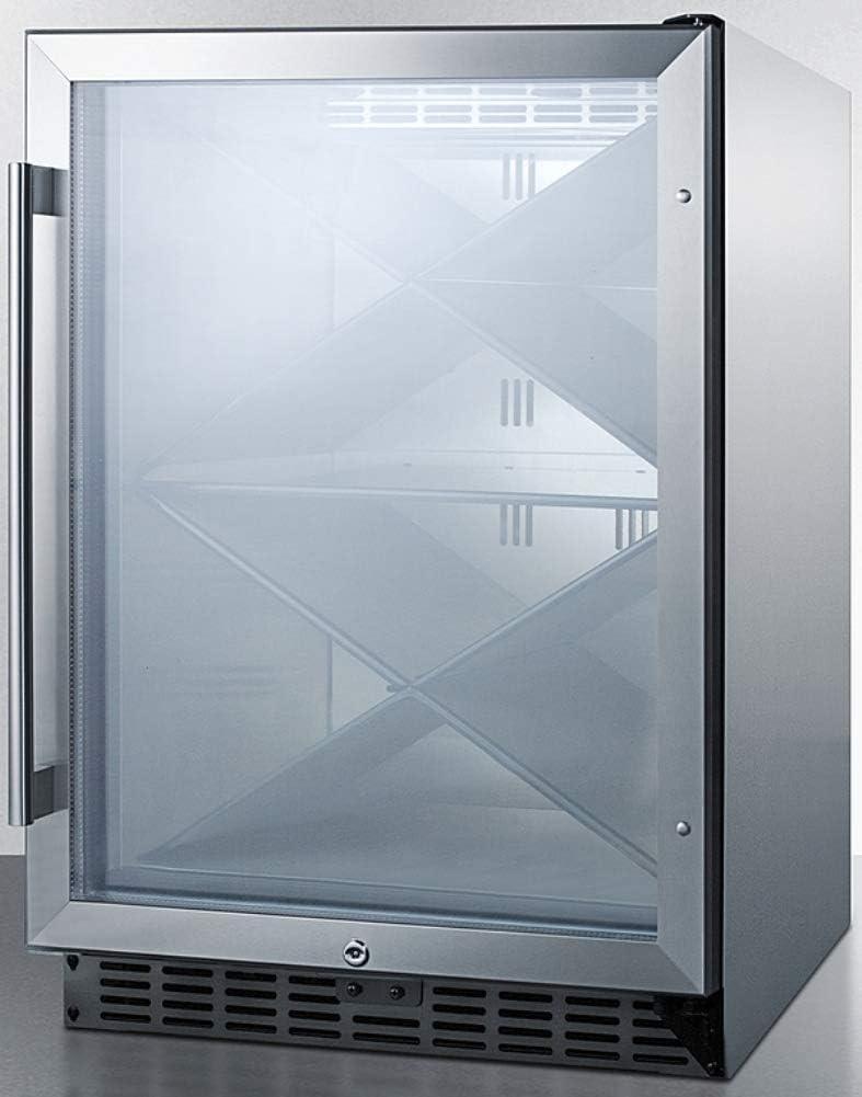 imageSummit Appliance SCR610BLXCSS Builtin Undercounter Commercially Listed Wine Cellar with Stainless Steel Interior Diamond Style Shelving Digital Controls Lock and Stainless Steel Cabinet