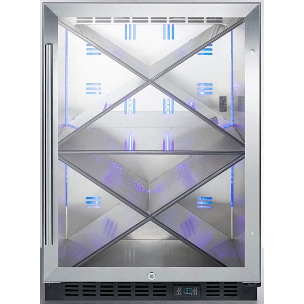 imageSummit Appliance SCR610BLXCSS Builtin Undercounter Commercially Listed Wine Cellar with Stainless Steel Interior Diamond Style Shelving Digital Controls Lock and Stainless Steel Cabinet