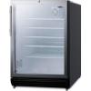 imageSummit Appliance SCR600BGLMBL Commercial 55 CuFt Glass Door 24 Wide Beverage Center with Stainless Steel Work Surface Front Lock Automatic Defrost and PreInstalled 1 High CastersBlack