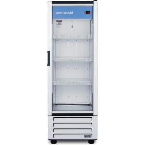 imageAccucold SCR801G 21 Wide Commercial Beverage Refrigerator 756 cuft Capacity LED Lighting Automatic Defrost Adjustable Cantilevered Shelves Glass Door Commercially Listed Sealed BackWhite