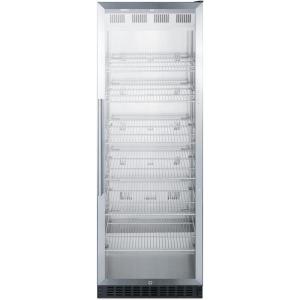 imageSummit 24 Full Size Beverage Cooler Refrigerator with Glass Door  Commercial Display Fridge for Wine Soda  126 Cu Ft 6 Adjustable Wire Shelves 24W x 24D x 6975H Stainless Steel 115V NSFSilver