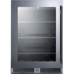 imageSummit Appliance CL24BVLHD 24 Wide Builtin Undercounter Commercial Glass Door Beverage Cooler with a LeftHand Door Swing Digital Controls Recessed LED Light Lock and Black Cabinet
