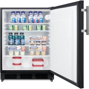 imageSummit Appliance FF7LBLKMBL Commercial 55 cuft Allrefrigerator in Black with Stainless Steel Work Surface Front Lock Automatic Defrost Adjustable Thermostat and Preinstalled 1 High Casters