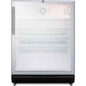 imageSummit Appliance SCR600BGLMBL Commercial 55 CuFt Glass Door 24 Wide Beverage Center with Stainless Steel Work Surface Front Lock Automatic Defrost and PreInstalled 1 High CastersBlack