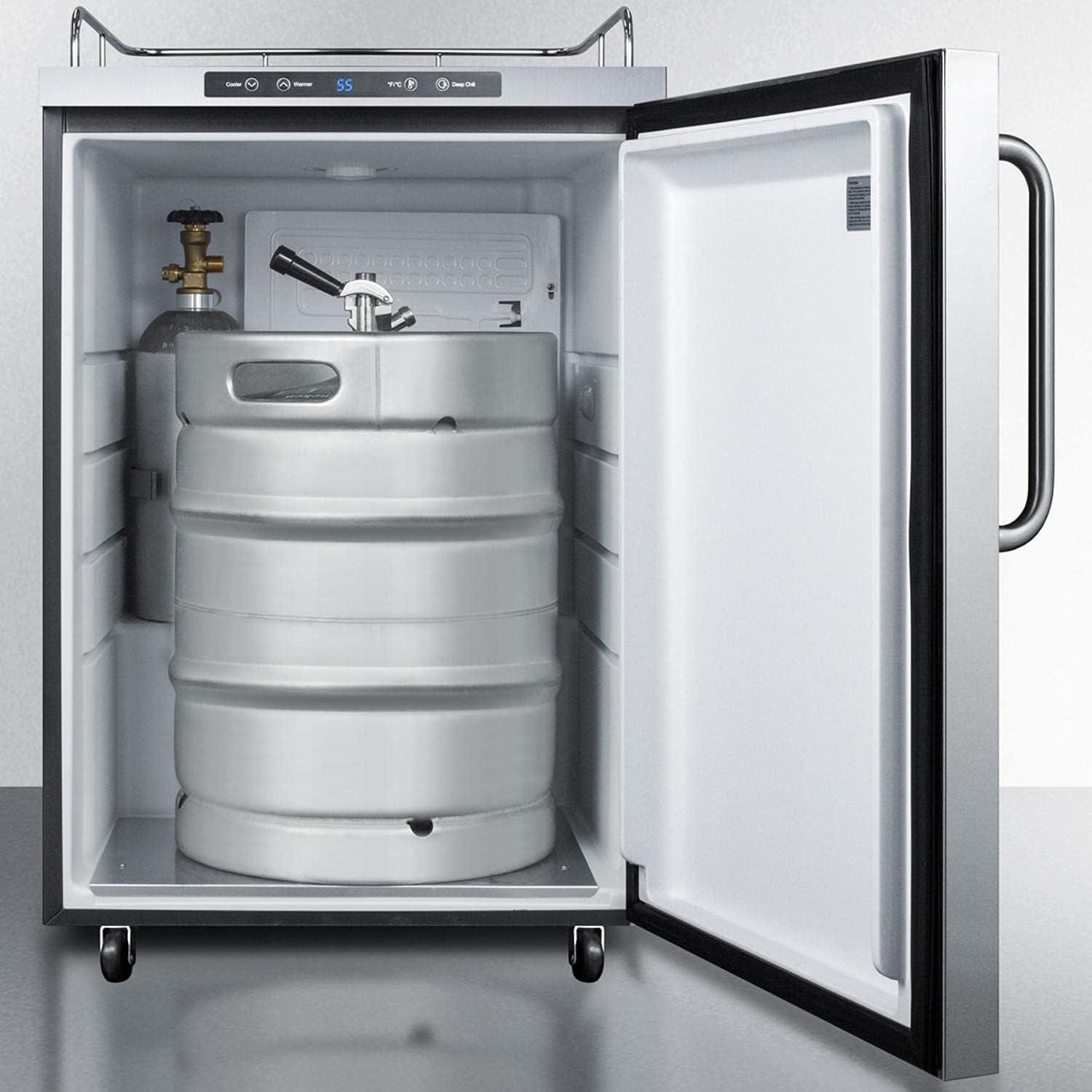imageSummit Appliance SBC635MOS7NK Freestanding Commercially Listed Outdoor Beer Dispenser with Auto Defrost Digital Thermostat Stainless Steel Wrapped Exterior and Professional Towel Bar Handle