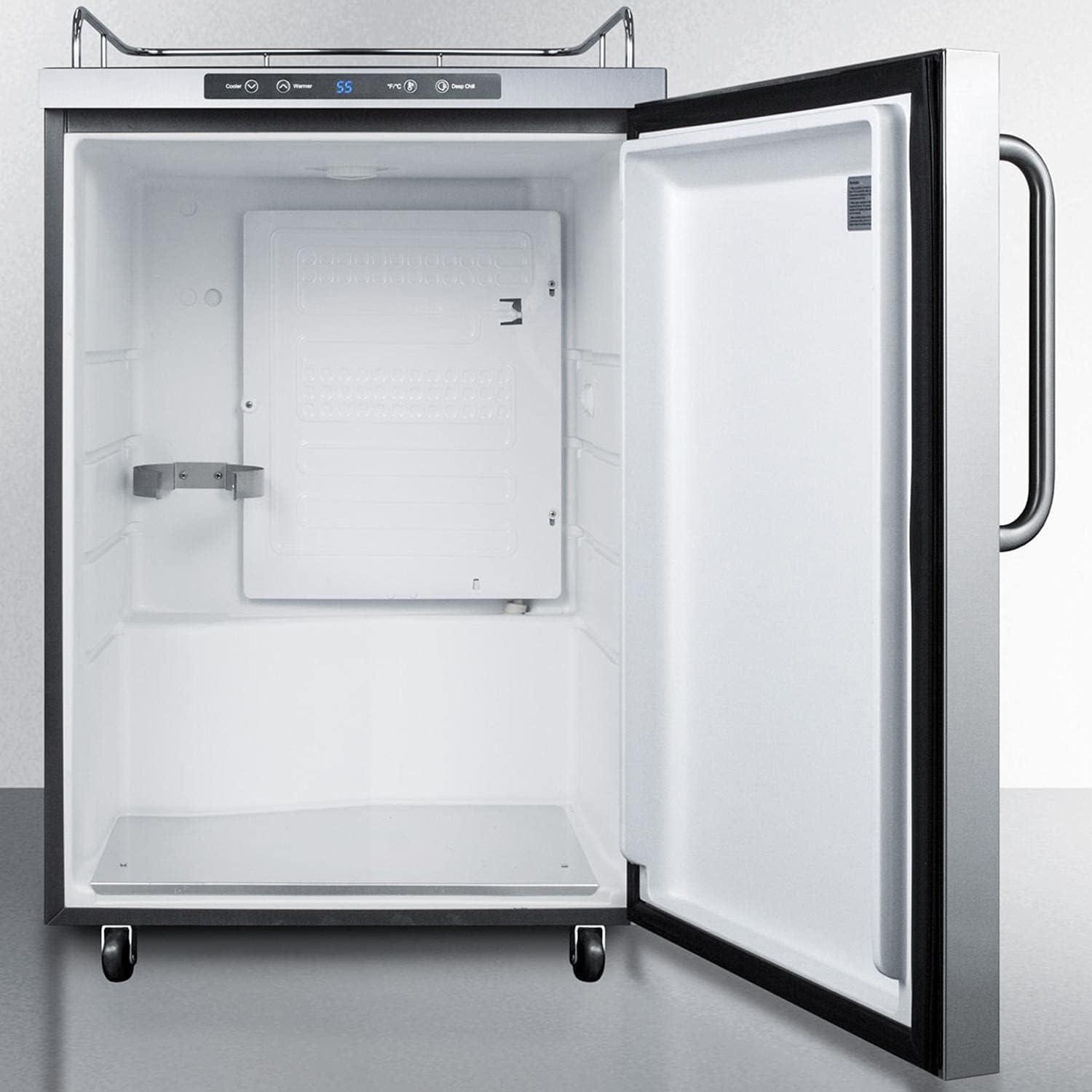 imageSummit Appliance SBC635MOS7NK Freestanding Commercially Listed Outdoor Beer Dispenser with Auto Defrost Digital Thermostat Stainless Steel Wrapped Exterior and Professional Towel Bar Handle