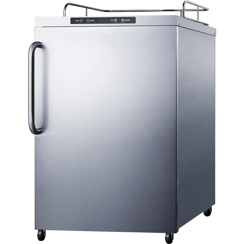 imageSummit Appliance SBC635MOS7NK Freestanding Commercially Listed Outdoor Beer Dispenser with Auto Defrost Digital Thermostat Stainless Steel Wrapped Exterior and Professional Towel Bar Handle