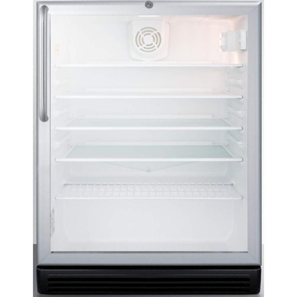 imageSummit Appliance SCR600BGLTBADA Commercially Listed ADA Compliant 55 CuFt Freestanding Beverage Center with Glass Door Auto Defrost Professional Towel Bar Handle Lock and Black Cabinet