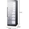 imageSummit Appliance SCR1401RI FullSize Commercial Beverage Merchandiser with Selfclosing Glass Door Right Hand Door Swing Sheet Pans and Adjustable Tray Supports Black Cabinet and Removable DollyStainless Steel