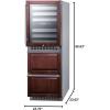 imageSummit Appliance SWCDRF24PNR 24 Wide Combination DualZone Wine Cellar and 2Drawer RefrigeratorFreezer Panels Not Included 39 cuft Refrigerator Capacity up to 46 bottles LED LightingPanel Ready