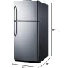 imageSummit BKRF21SS 30 Top Freezer Refrigerator with 204 cu ft Capacity Temperature Alarm Crisper Door Storage and Frost Free Operation in Stainless SteelWhite