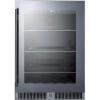 imageSummit Appliance CL24BV 24 Wide Builtin Undercounter Commercial Glass Door Beverage Cooler with a RightHand Door Swing Digital Controls Recessed LED Light Lock and Black Cabinet
