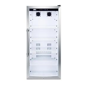 imageSummit 22 Full Size Beverage Cooler Refrigerator with Reversible Glass Door  Commercial Display Fridge for Wine Soda  90 Cu Ft 5 Adjustable Shelves 2125W x 225D x 48H White 115V NSF