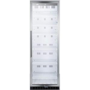 imageSummit 24 Full Size Beverage Cooler Refrigerator with Glass Door  Commercial Display Fridge for Wine Soda  126 Cu Ft 6 Adjustable Wire Shelves 24W x 24D x 698H Stainless Steel White NSF