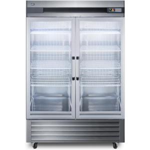 imageSummit 55 Merchandiser Reachin Freezer with TwoSwing Glass Door  Frozen Display Refrigeration for Convenience Store  49 Cu Ft 8 Shelves 5525W x 31D x 8375H Stainless Steel 115v NSFSilver