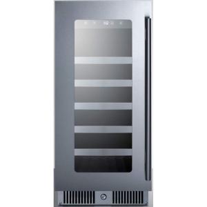imageSummit Appliance CL155WCLHD 15 Wide Builtin Wine Cellar for Builtin or Freestanding Use with LeftHand Door Swing Seamless Stainless Steel Trimmed Glass Door LED Lighting Lock and Black Cabinet
