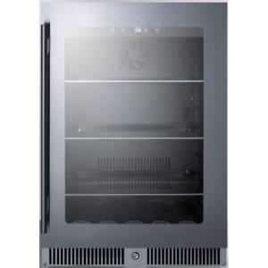 imageSummit Appliance CL24BV 24 Wide Builtin Undercounter Commercial Glass Door Beverage Cooler with a RightHand Door Swing Digital Controls Recessed LED Light Lock and Black Cabinet