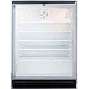 imageSummit Appliance SCR600BGLBISH Commercially Listed 55 CuFt BuiltIn Undercounter Beverage Center with Glass Door Auto Defrost FullLength Towel Bar Handle Lock and Black Cabinet