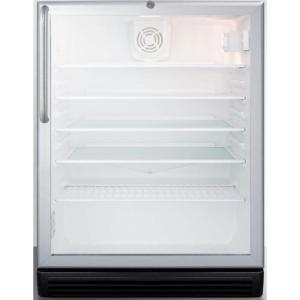imageSummit Appliance SCR600BGLTBADA Commercially Listed ADA Compliant 55 CuFt Freestanding Beverage Center with Glass Door Auto Defrost Professional Towel Bar Handle Lock and Black Cabinet