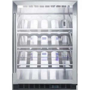 imageSummit Appliance SCR610BLCH Builtin Undercounter Commercial Wine Cellar with Stainless Steel Interior Champagne Shelving Auto Defrost Digital Controls Lock and Black Cabinet