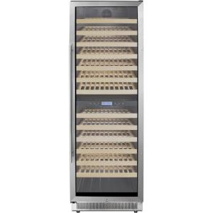 imageSummit Appliance SWC1966B 24 Wide Dual Zone Wine Cellar For BuiltIn or Freestanding Use with Glass Door with Stainless Steel Trim Digital Thermostat Wooden Shelving and FactoryInstalled Lock