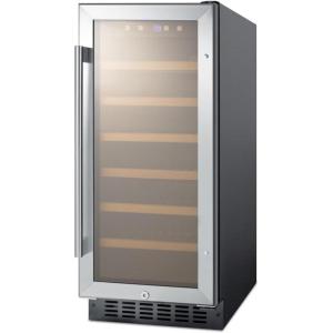 imageSummit SWC1535B 15 BuiltIn Undercounter Glass Door Wine Cellar with Lock and Digital Controls GlassBlack