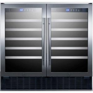 imageSummit SWC3668ADA 36 Undercounter Dual Zone Wine Cooler with 68 Bottle Capacity LED Lighting Digital Thermostat Factory Installed Locks in Stainless