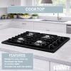 imageSummit 24 Gas Cooktop 4 Burners Electric Ignition 115V3 Gas Cooktop Black Battery Start Ignition TNL03IPBattery Start Ignition