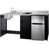 imageSummit 72 Wide AllinOne Kitchenette Barrier Free Kitchenette Refrigerator 2Burner Cooktop Sink Wheelchair Accessible Black and Stainless  CK72ADARBF Cooktop Right SideSink Left Side