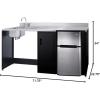 imageSummit 72 Wide AllinOne Kitchenette Barrier Free Kitchenette Refrigerator 2Burner Cooktop Sink Wheelchair Accessible Black and Stainless  CK72ADARBF Cooktop Right SideSink Left Side