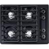 imageSummit 24 Gas Cooktop 4 Burners Electric Ignition 115V3 Gas Cooktop Black Battery Start Ignition TNL03IPBattery Start Ignition