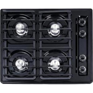 imageSummit 24 Gas Cooktop 4 Burners Electric Ignition 115V3 Gas Cooktop Black Battery Start Ignition TNL03IPBattery Start Ignition