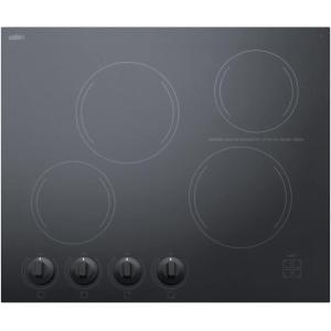 imageSummit CREK4B 24 Electric Cooktop with 4 Elements EuroKera Surface PushtoTurn Knobs Element Indicator Lights ADA COmpliant 220240 Volts in Black