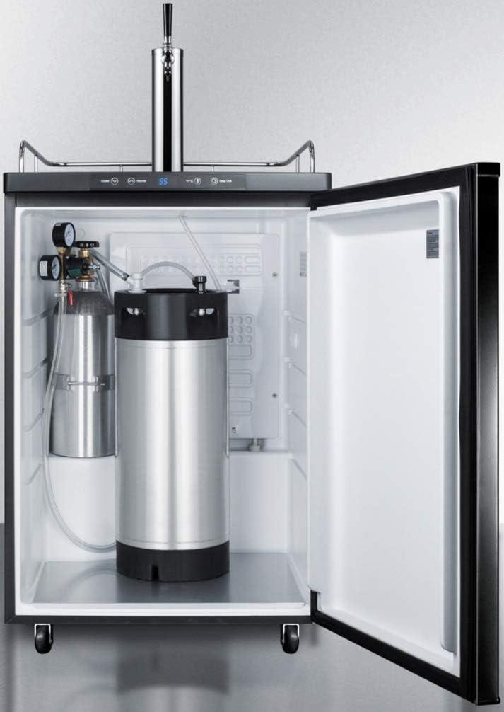 imageSummit Appliance SBC635M7CF Commercially Listed 24 Wide Cold Brew Coffee Dispenser in Black Exterior with Automatic Defrost Complete Stainless Steel Tap Kit and Nitrogen Tank Included