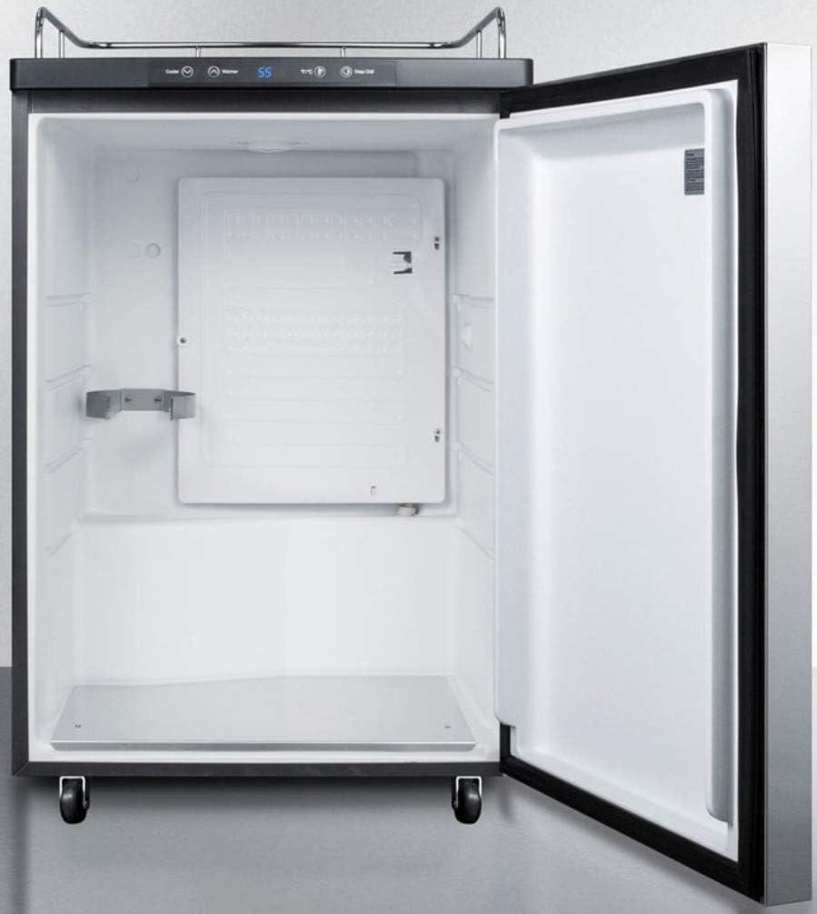 imageSummit Appliance SBC635M7NKSSHH Freestanding Commercially Listed Beer Dispenser with Auto Defrost Digital Thermostat Stainless Steel Door Professional Horizontal Handle and Black Cabinet