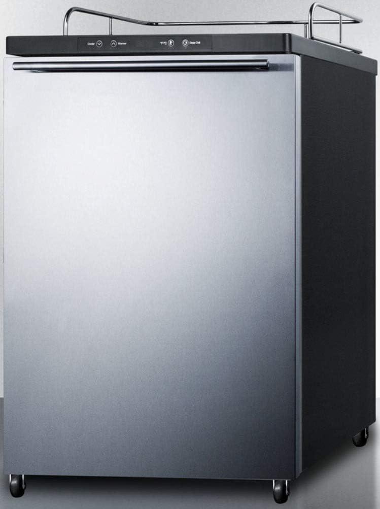 imageSummit Appliance SBC635M7NKSSHH Freestanding Commercially Listed Beer Dispenser with Auto Defrost Digital Thermostat Stainless Steel Door Professional Horizontal Handle and Black Cabinet