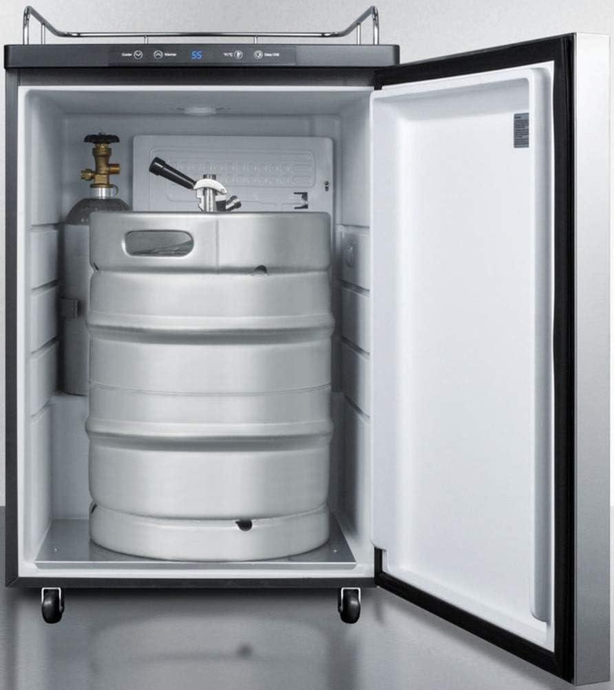 imageSummit Appliance SBC635M7NKSSHH Freestanding Commercially Listed Beer Dispenser with Auto Defrost Digital Thermostat Stainless Steel Door Professional Horizontal Handle and Black Cabinet