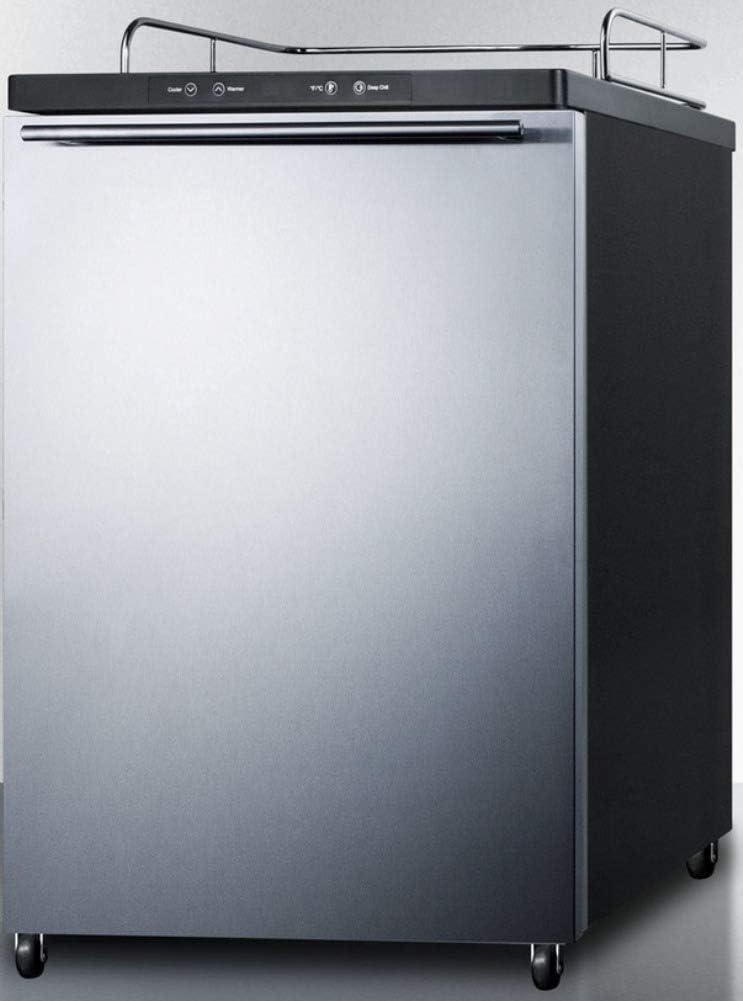 imageSummit Appliance SBC635MBI7NKSSHH Builtin Commercially Listed Beer Dispenser with Auto Defrost Digital Thermostat Stainless Steel Door Professional Horizontal Handle and Black Cabinet