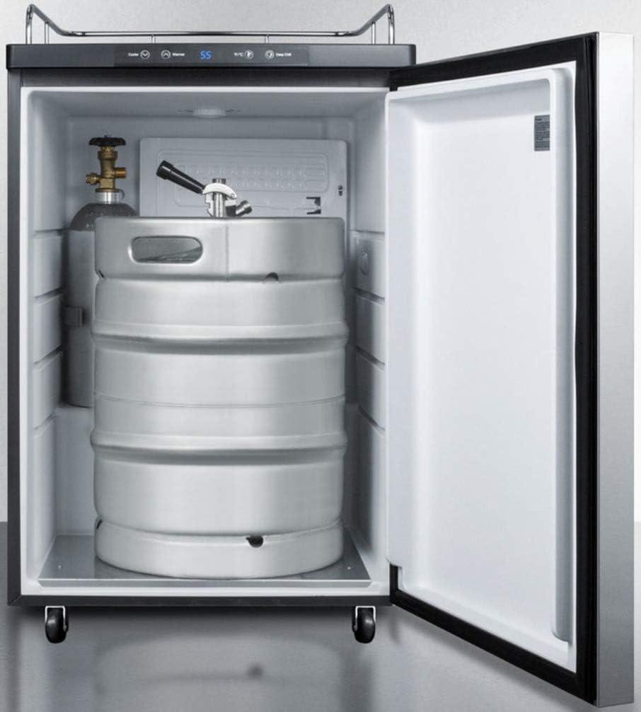imageSummit Appliance SBC635MBI7NKSSHH Builtin Commercially Listed Beer Dispenser with Auto Defrost Digital Thermostat Stainless Steel Door Professional Horizontal Handle and Black Cabinet
