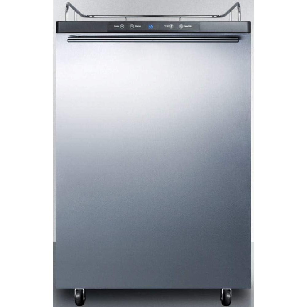 imageSummit Appliance SBC635M7NKSSHH Freestanding Commercially Listed Beer Dispenser with Auto Defrost Digital Thermostat Stainless Steel Door Professional Horizontal Handle and Black Cabinet