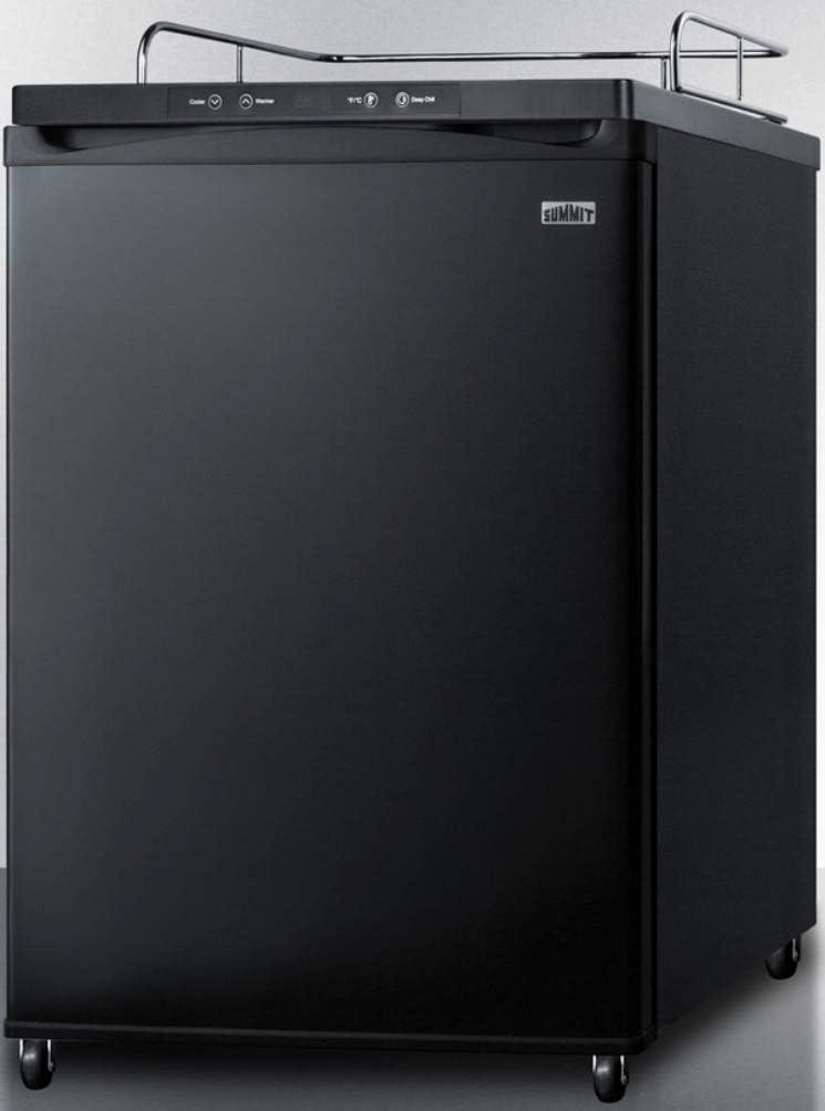 imageSummit Appliance SBC635M7NK Freestanding Commercially Listed 24 Wide Beer Dispenser in Black Exterior with Auto Defrost Drip Tray Deep Chill Function Digital Thermostat and Casters