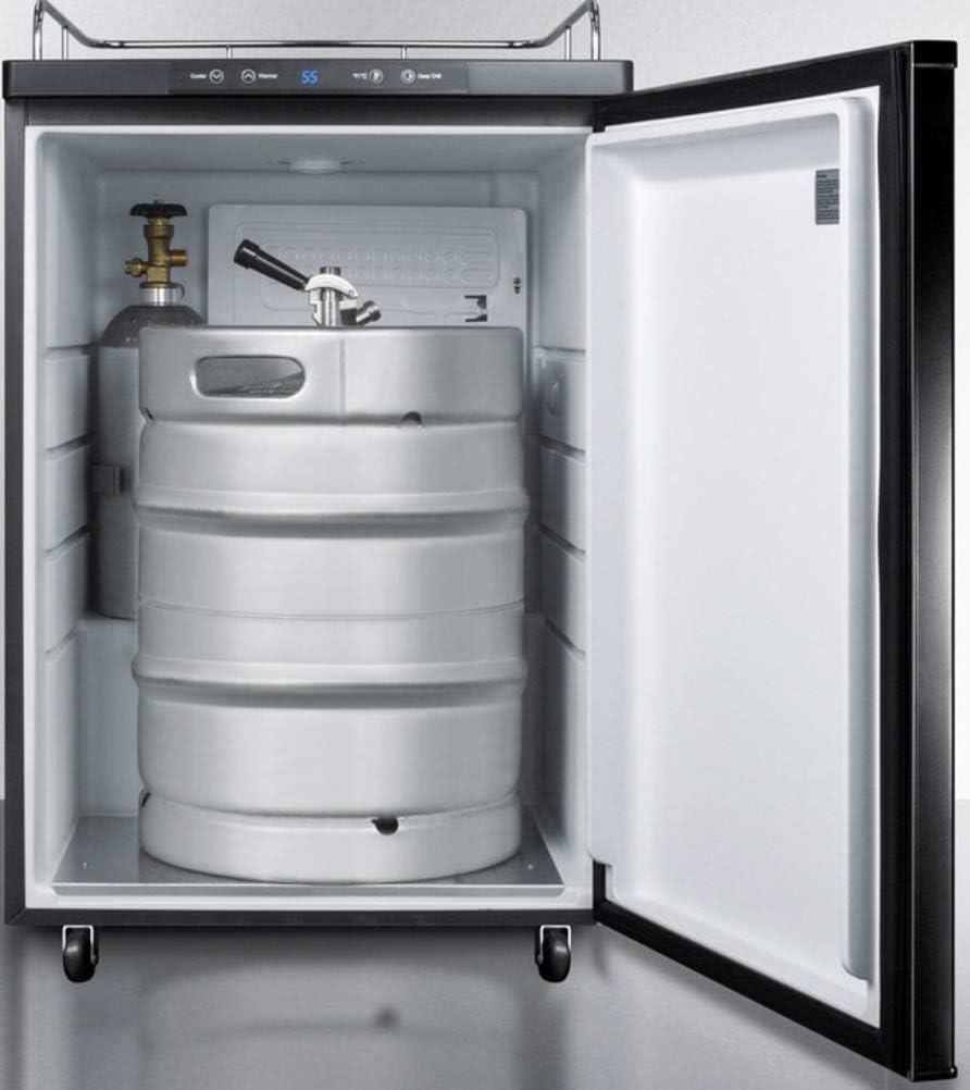 imageSummit Appliance SBC635M7NK Freestanding Commercially Listed 24 Wide Beer Dispenser in Black Exterior with Auto Defrost Drip Tray Deep Chill Function Digital Thermostat and Casters